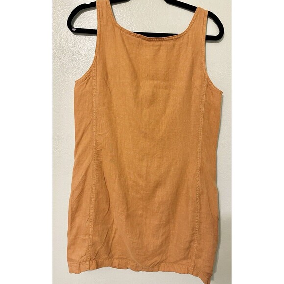 Lou & Grey Women's Blouson Mustard Yellow Tank Dress Linen Cotton Scoop Neck S - Picture 7 of 14